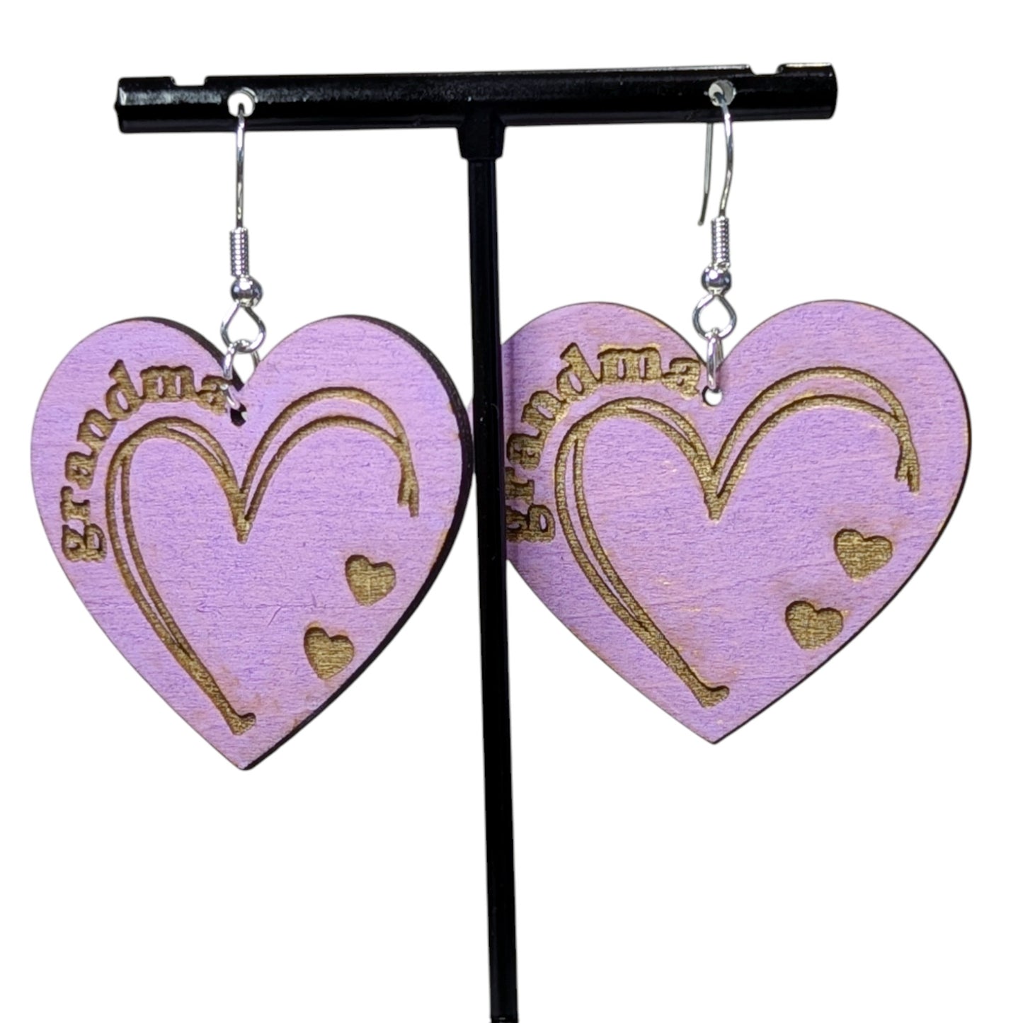 Grandma Heart Wood Earrings