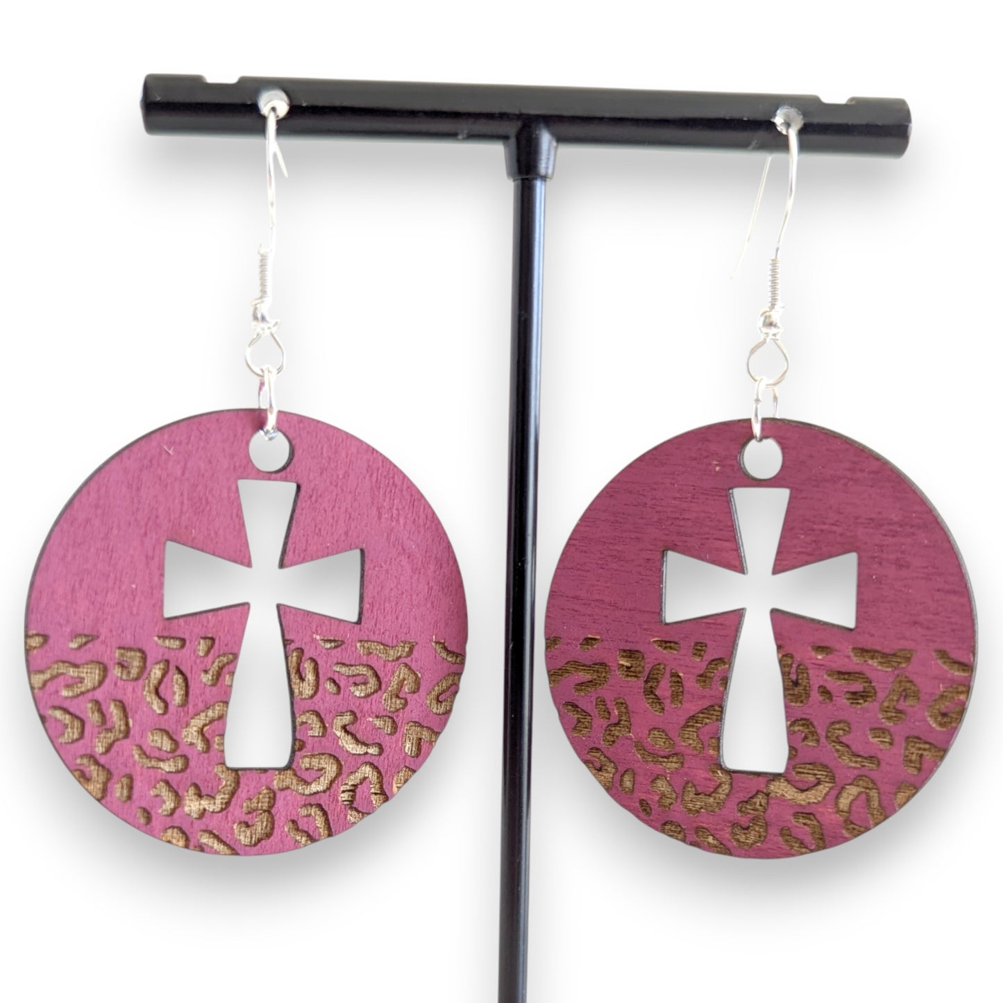 Leopard Cross Earrings