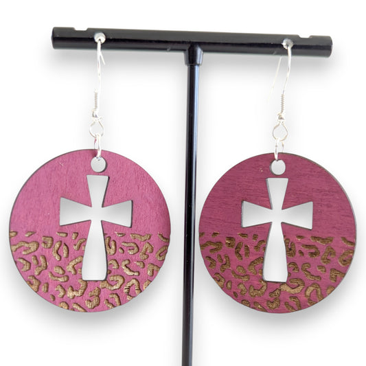 Leopard Cross Earrings
