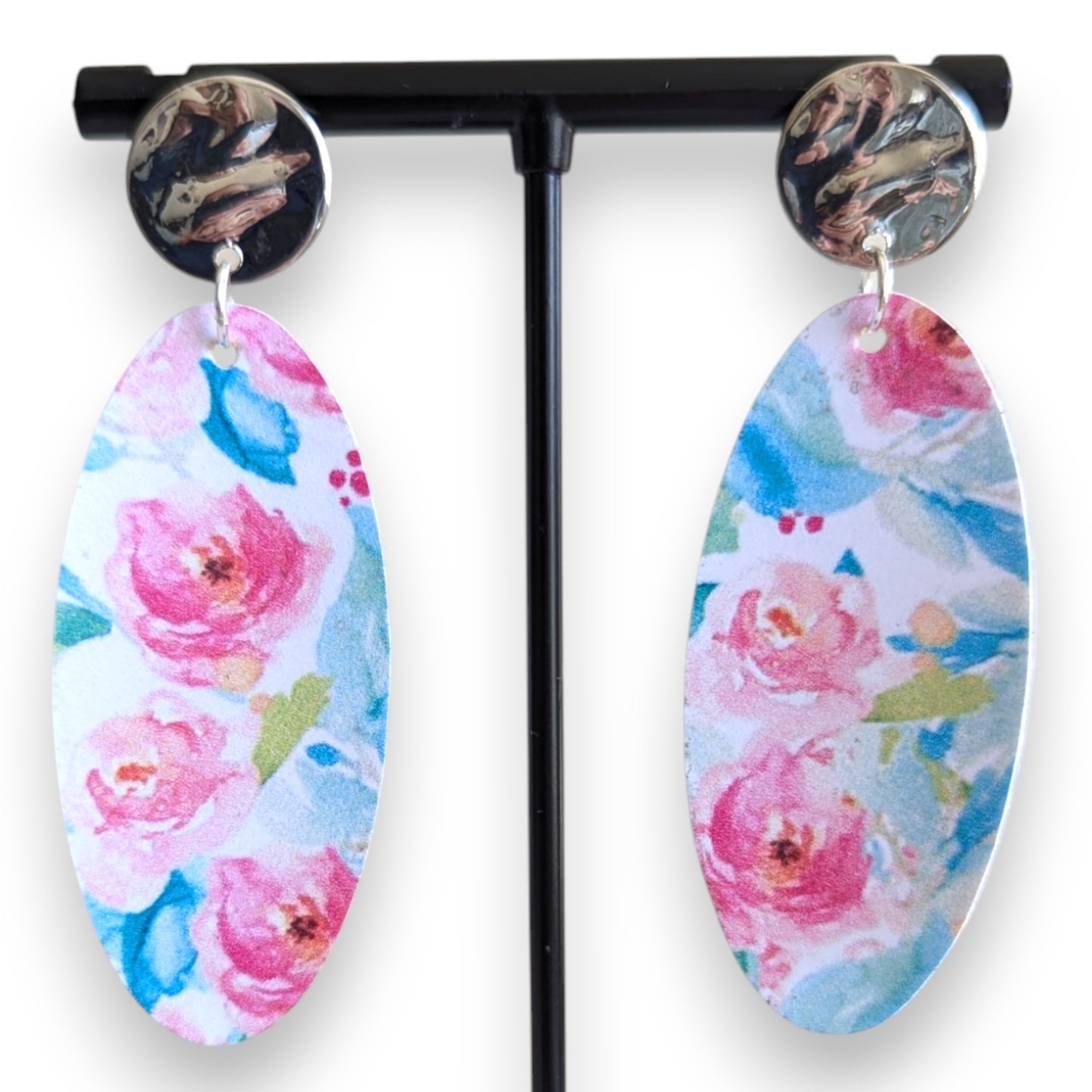 Spring Roses Faux Leather Earrings