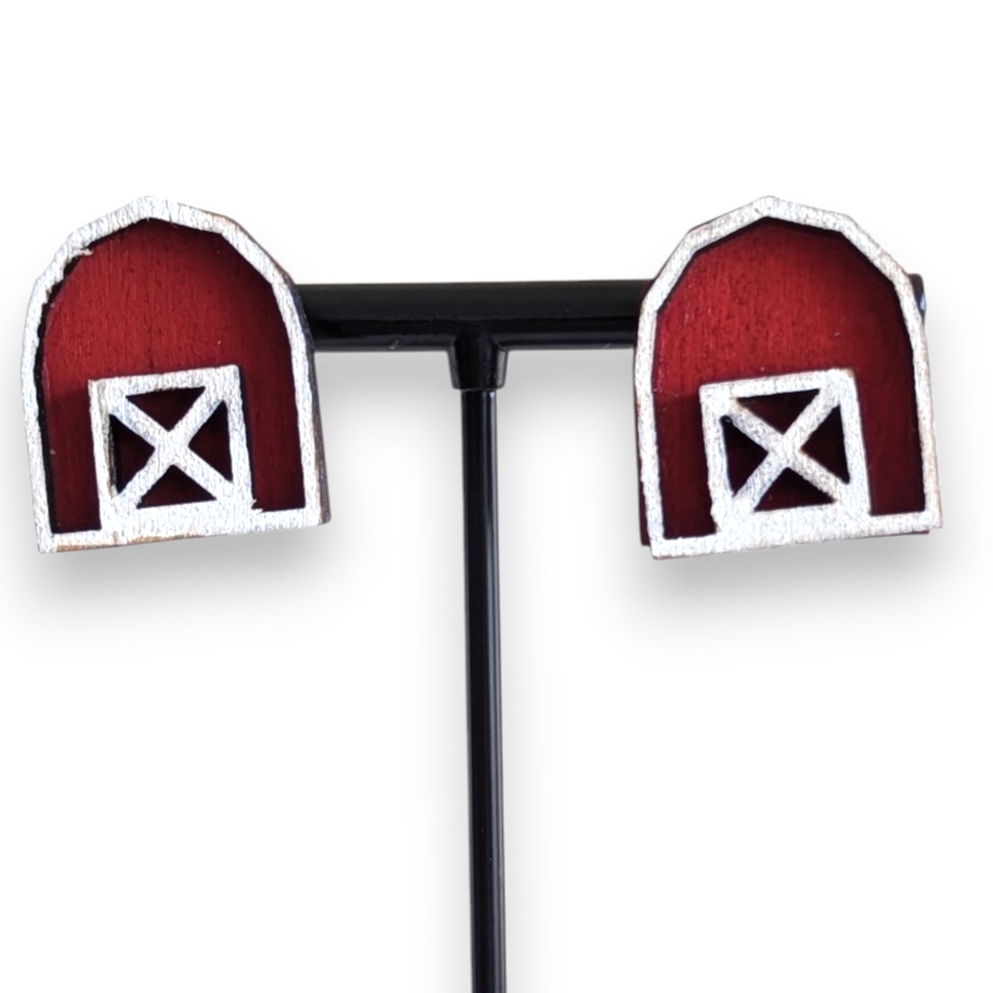 Barn Layered Wood Stud Earrings