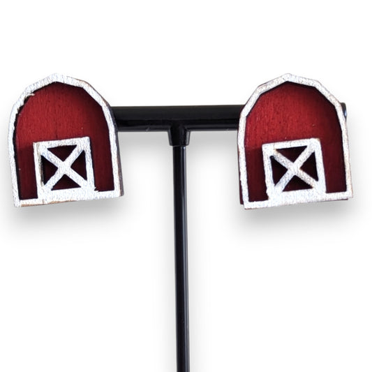 Barn Layered Wood Stud Earrings