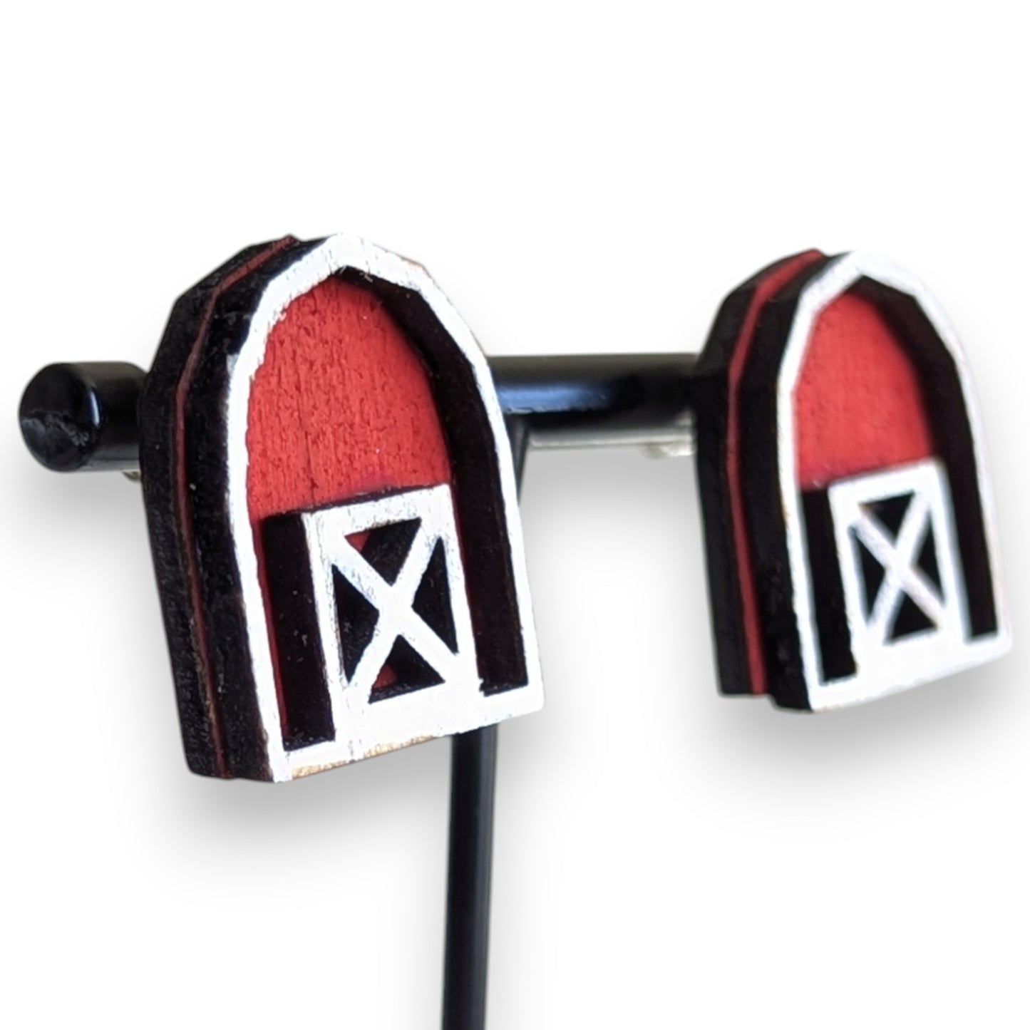 Barn Layered Wood Stud Earrings
