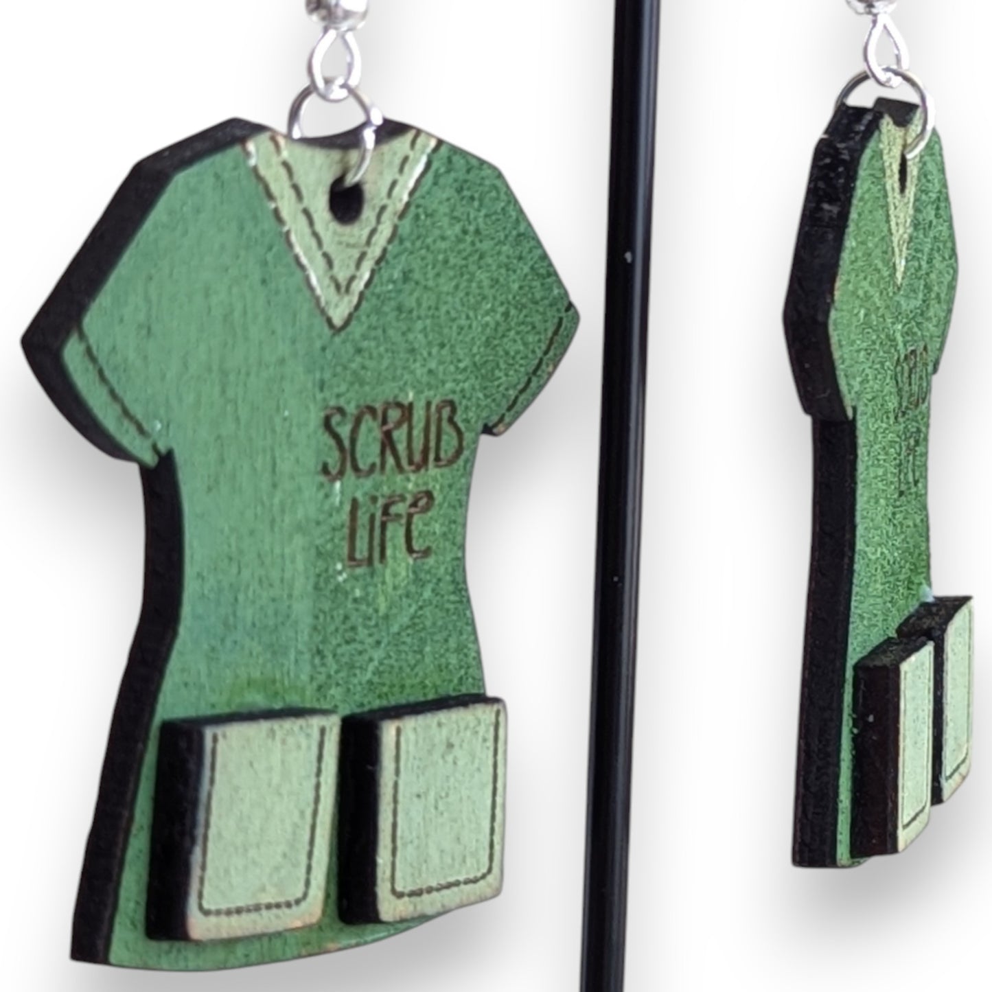 Scrub Life Layered Wood Earrings