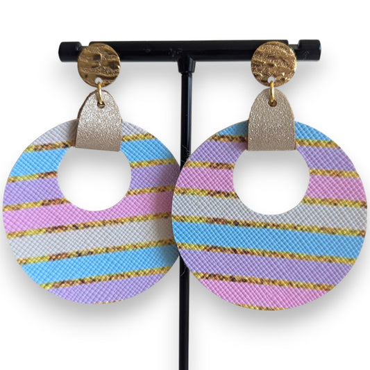 Pastel Stripes Faux Leather Earrings