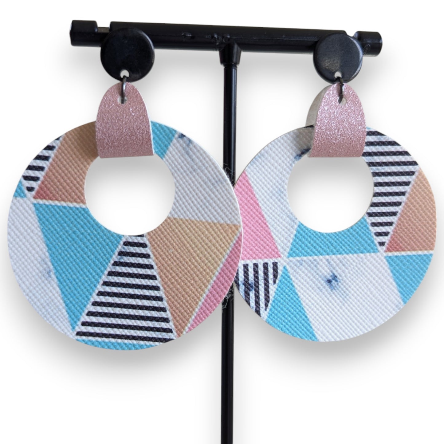 Geo Faux Leather Earrings