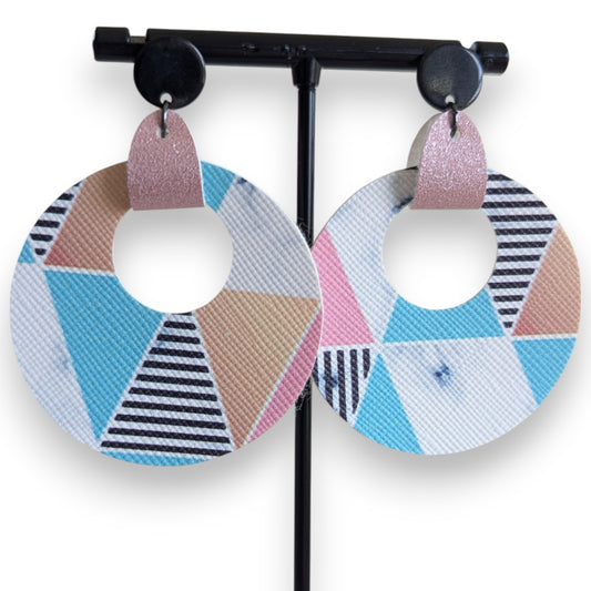 Geo Faux Leather Earrings