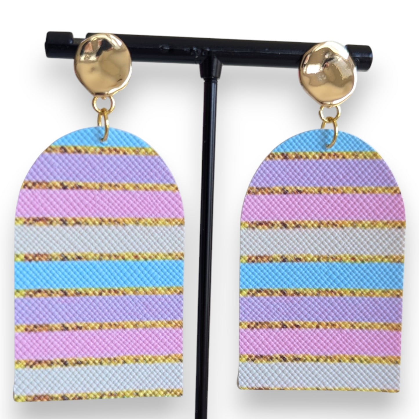 Pastel Stripes Faux Leather Earrings