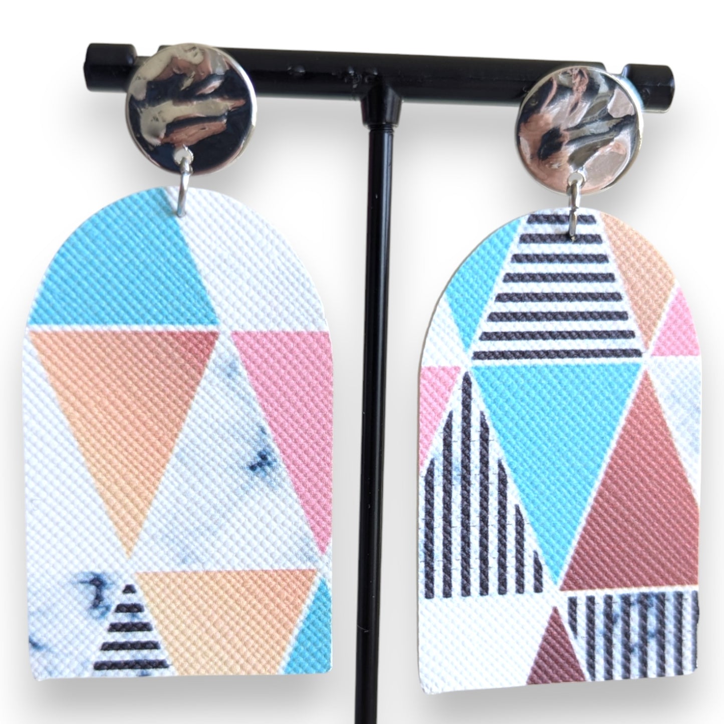 Geo Faux Leather Earrings