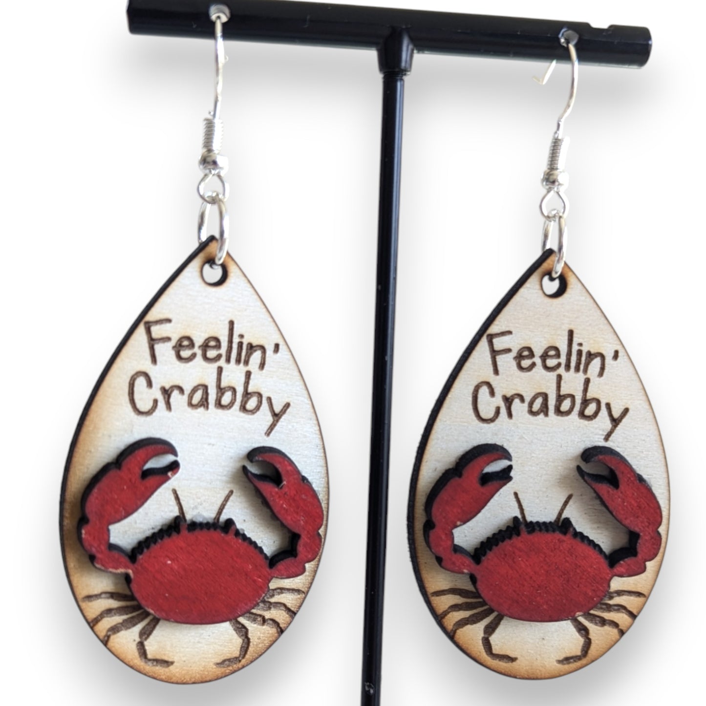 Feelin' Crabby Layered Wood Earrings
