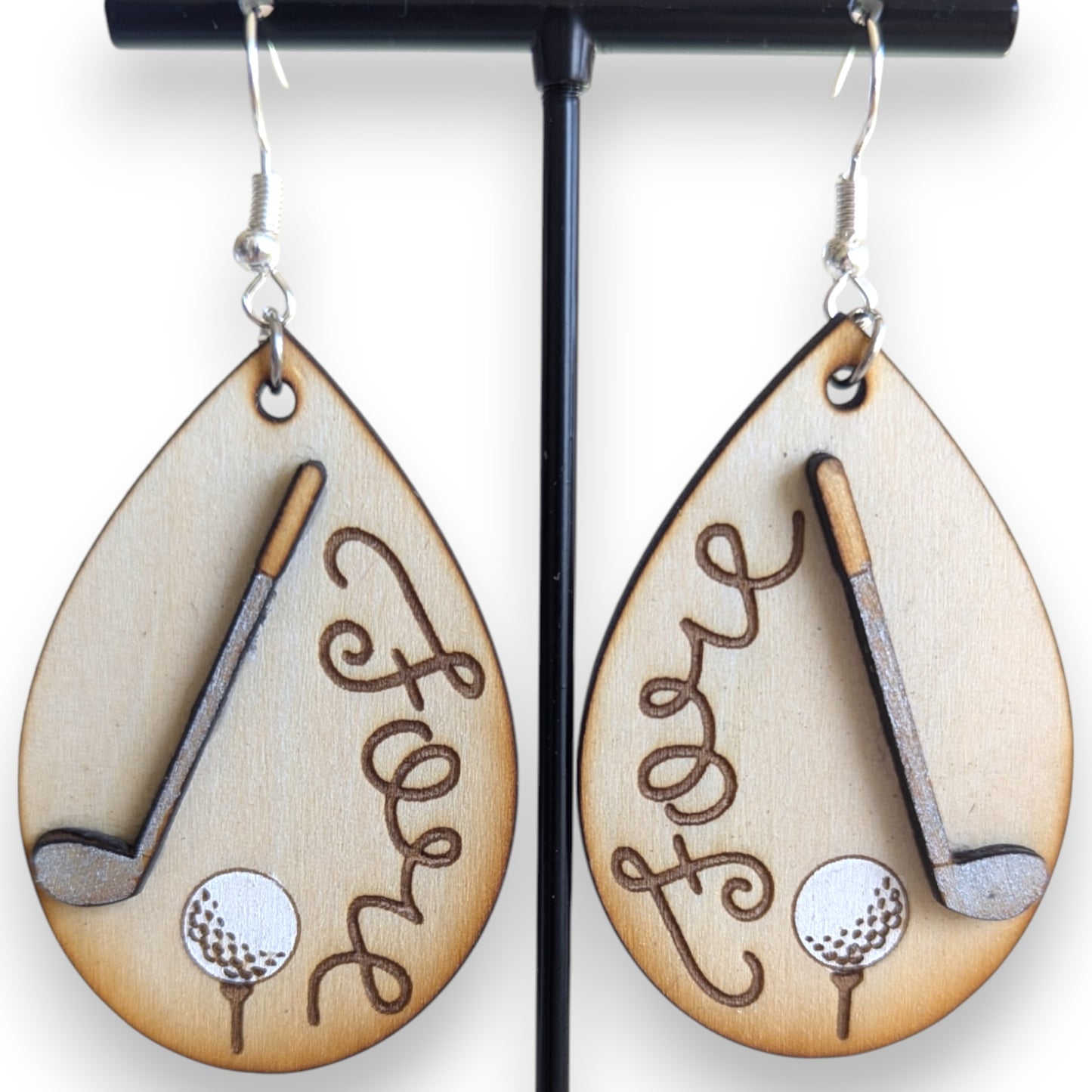 Fore Golf Layered Wood Earrings