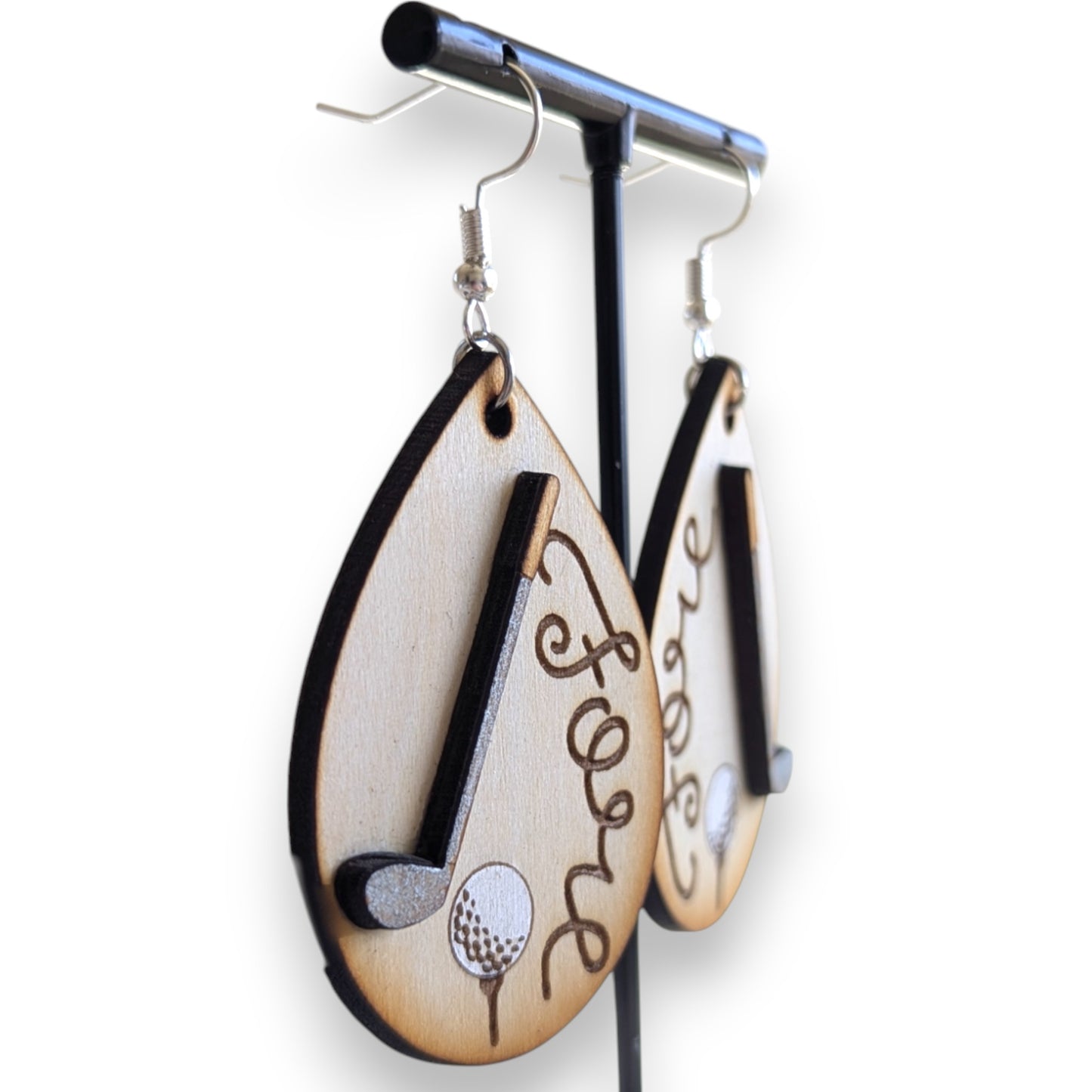 Fore Golf Layered Wood Earrings