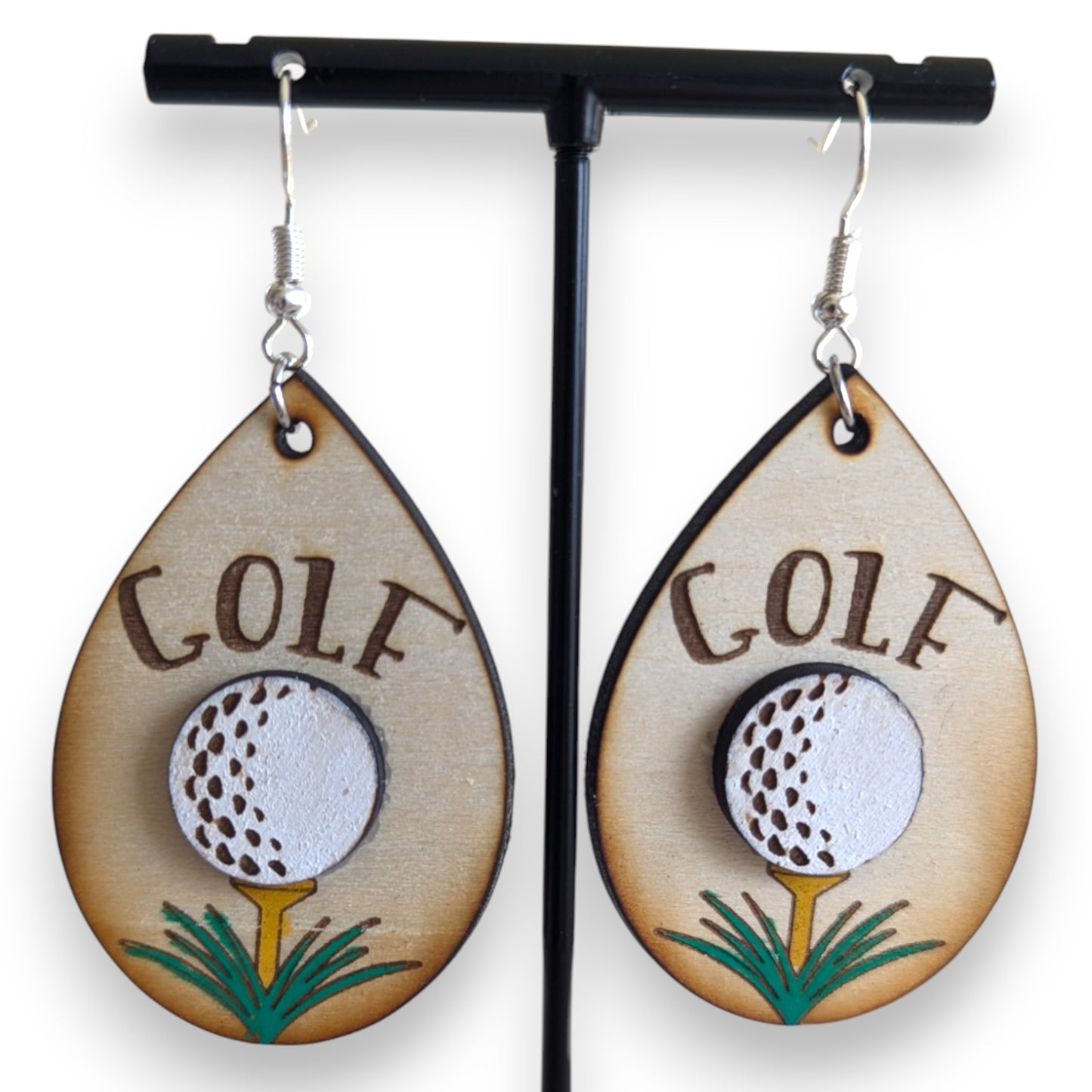 Golf Layered Wood Earrings