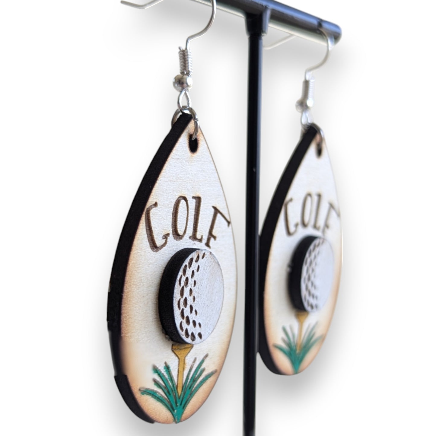 Golf Layered Wood Earrings