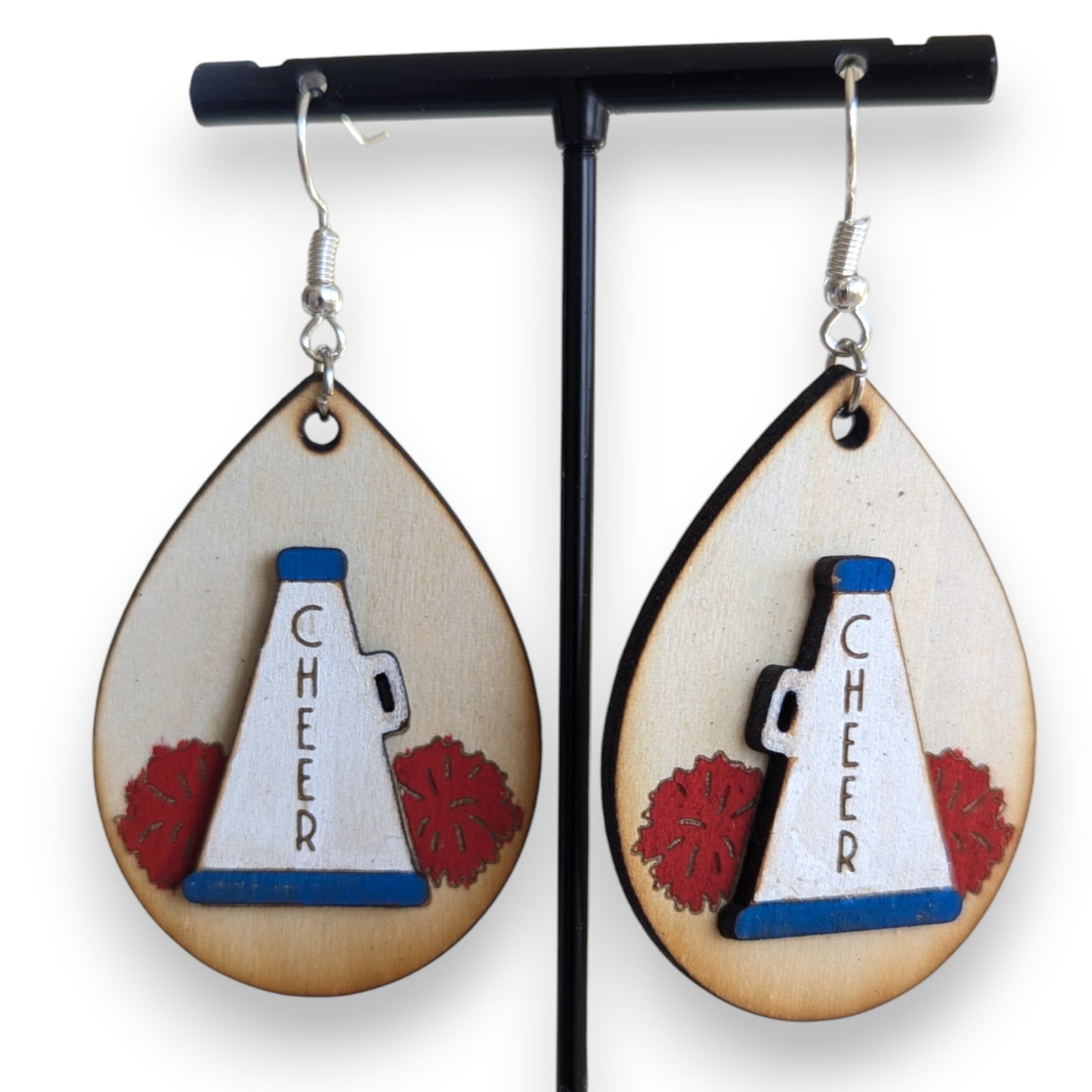 Megaphone Cheer Layered Wood Earrings