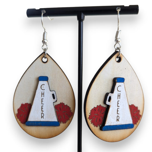 Megaphone Cheer Layered Wood Earrings