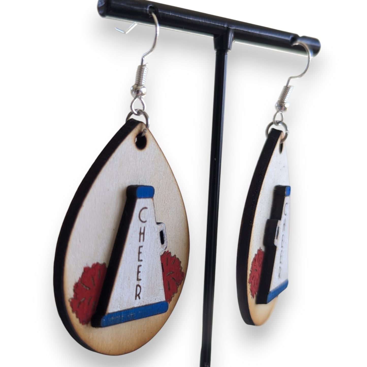 Megaphone Cheer Layered Wood Earrings