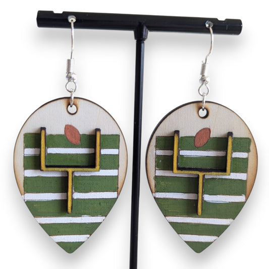 Field Goal Layered Wood Earrings