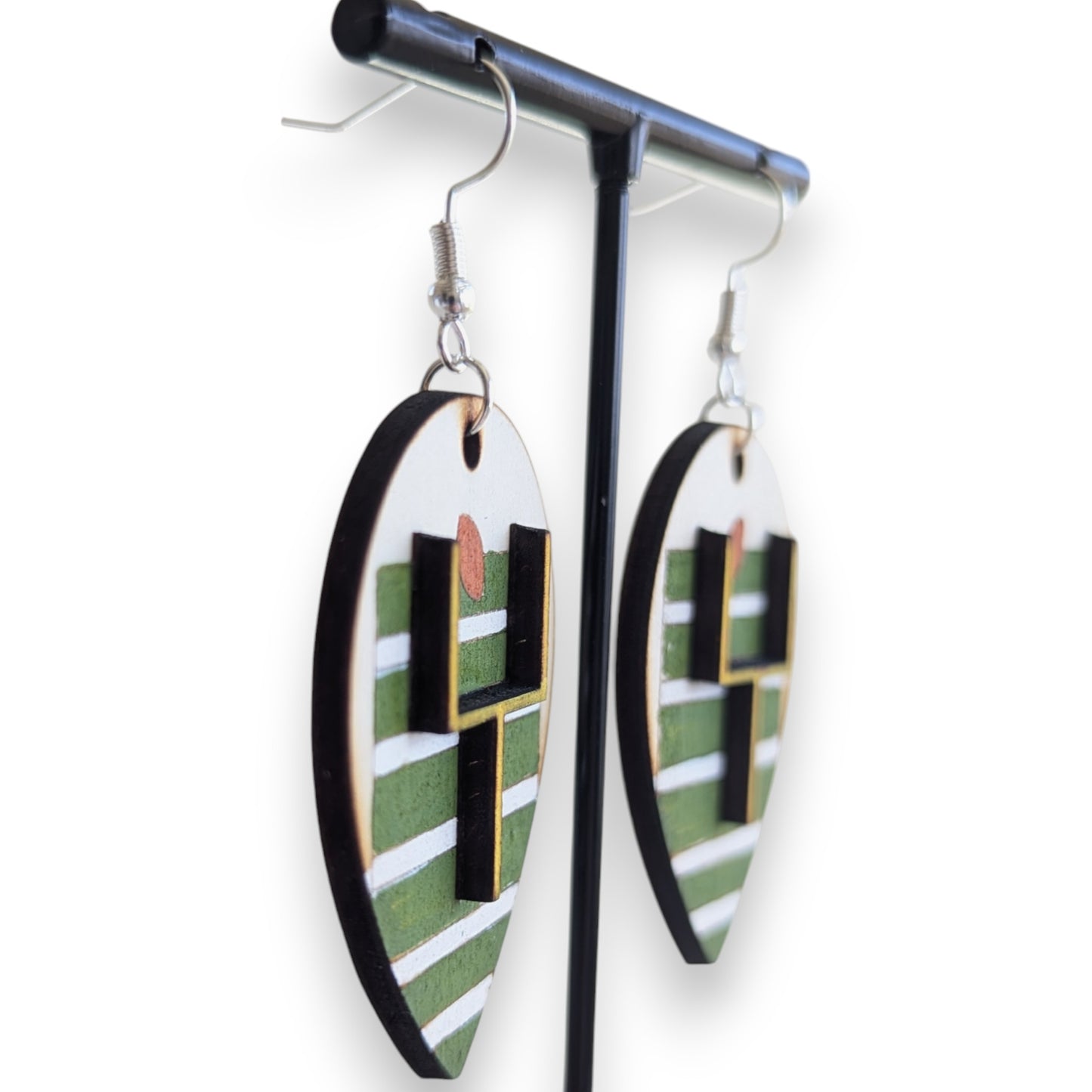 Field Goal Layered Wood Earrings