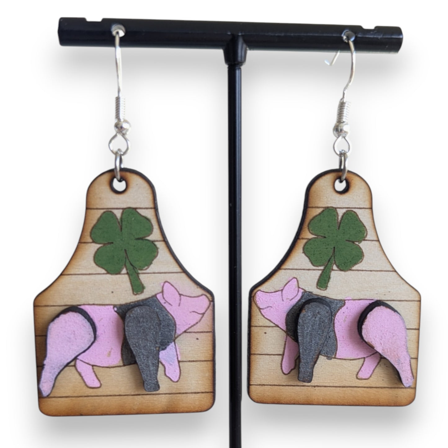 4-H Pig Layered Wood Earrings