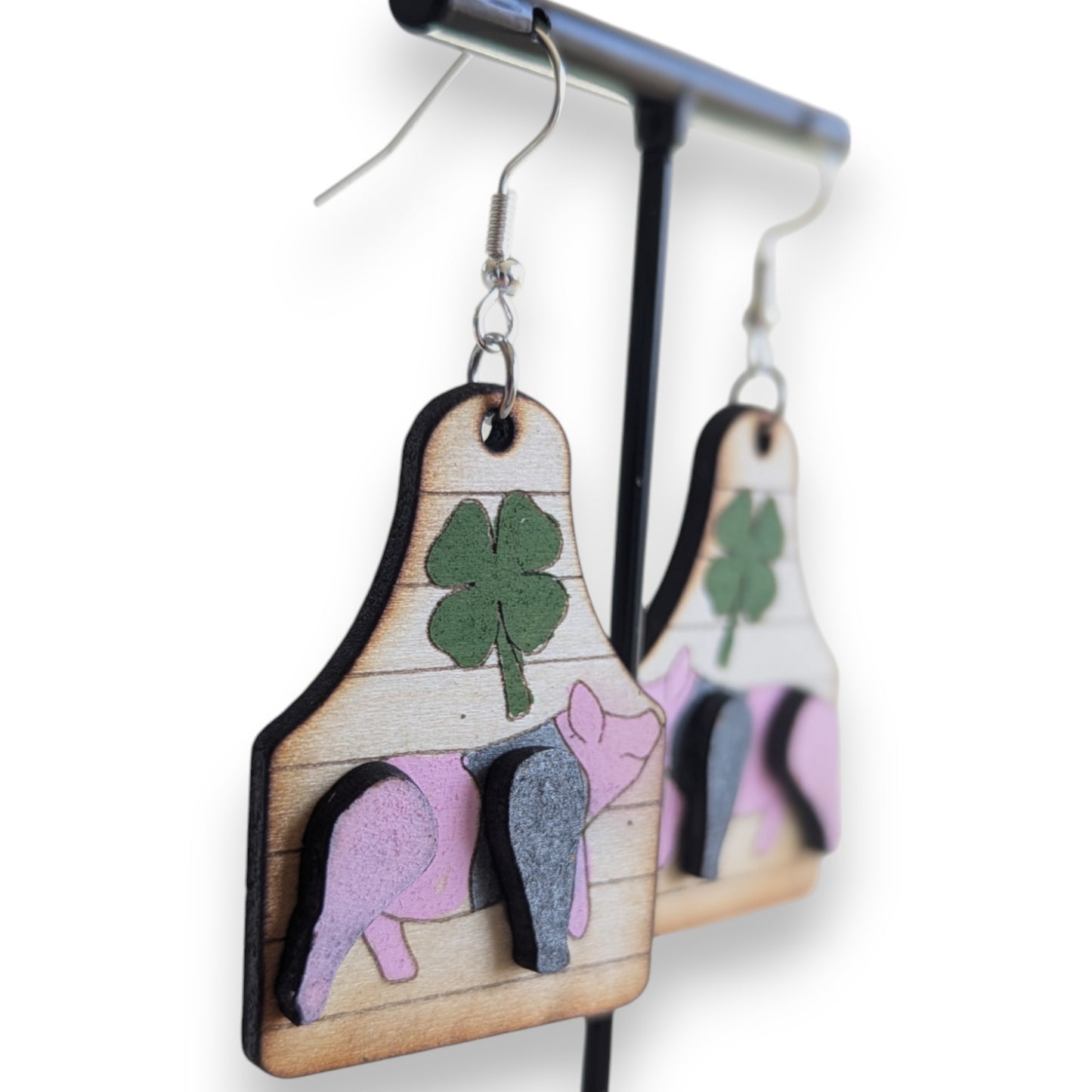 4-H Pig Layered Wood Earrings