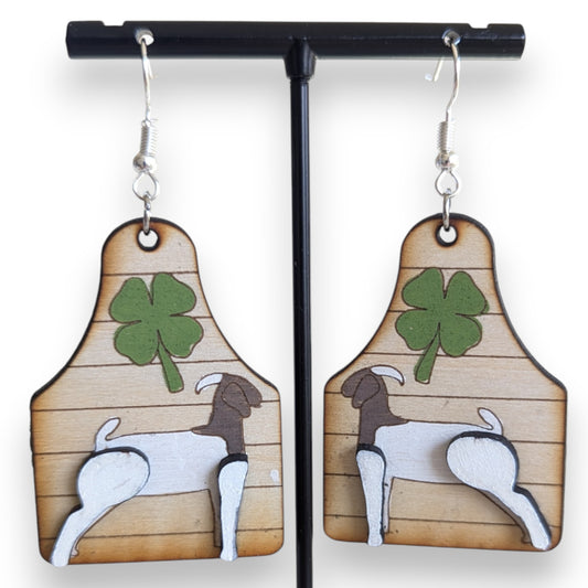 4-H Goat Layered Wood Earrings