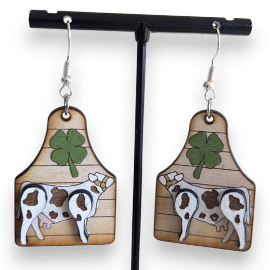 4-H Dairy Cow Layered Wood Earrings