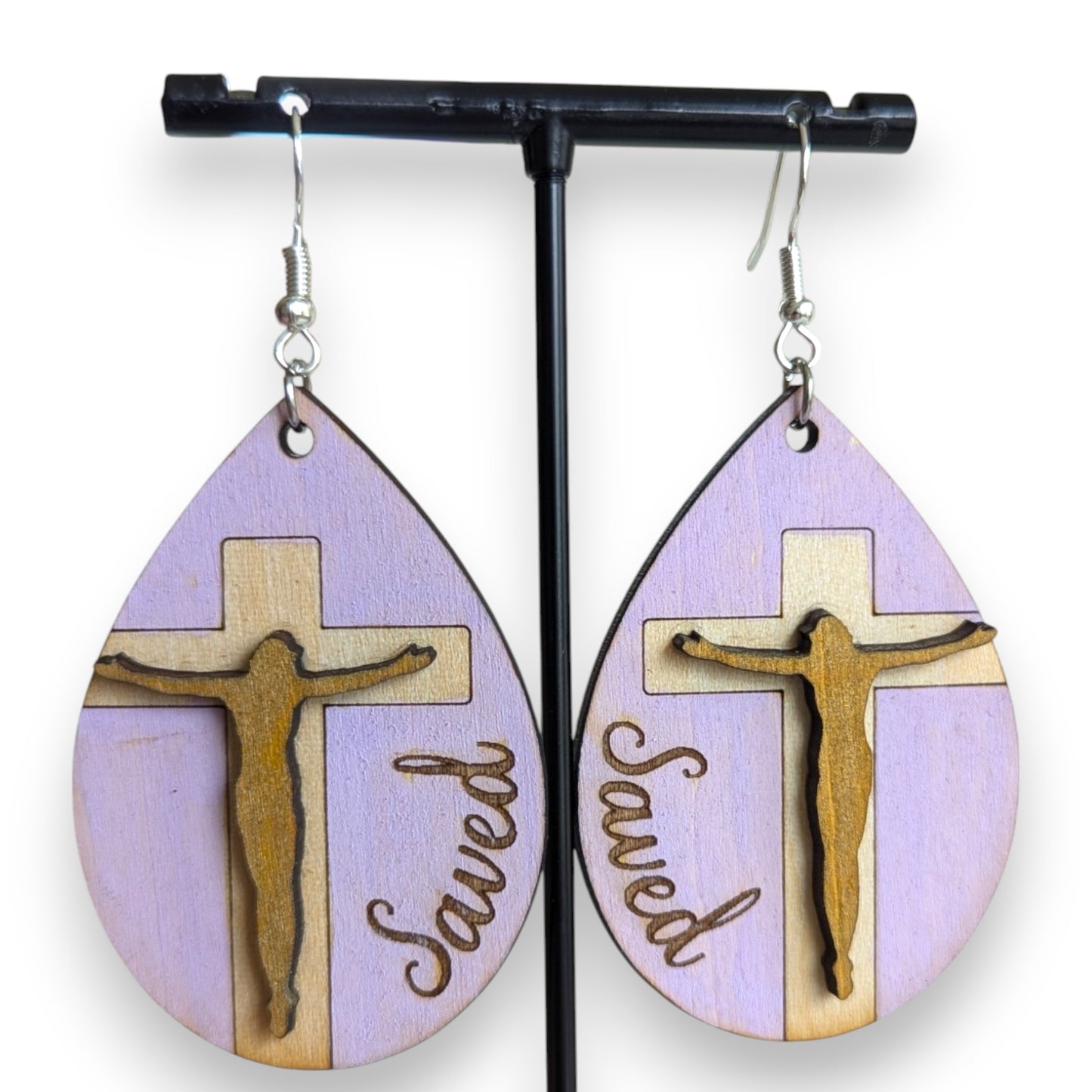 Easter Bunny with Carrot Layered Wood Earrings