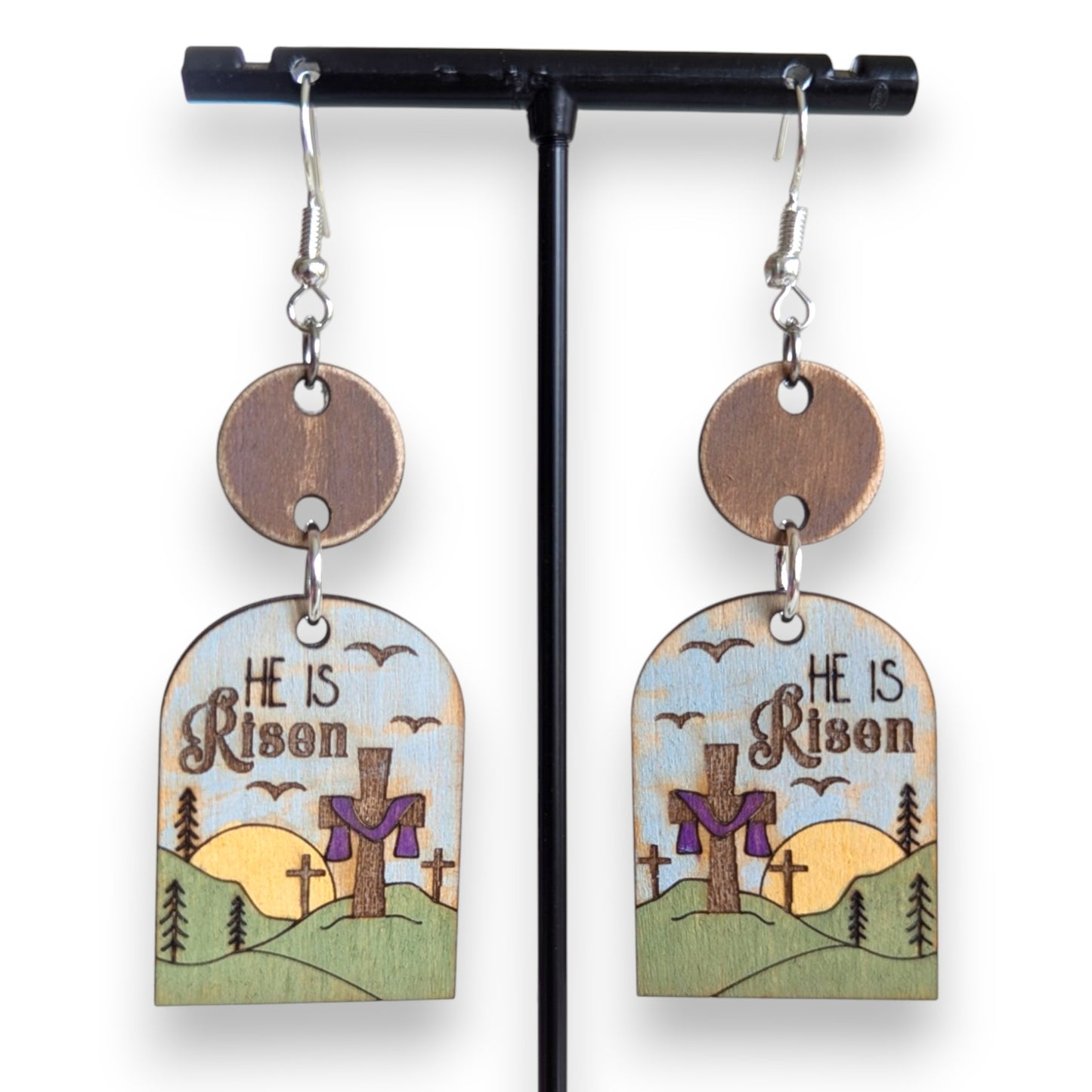 He is Risen Wood Earrings