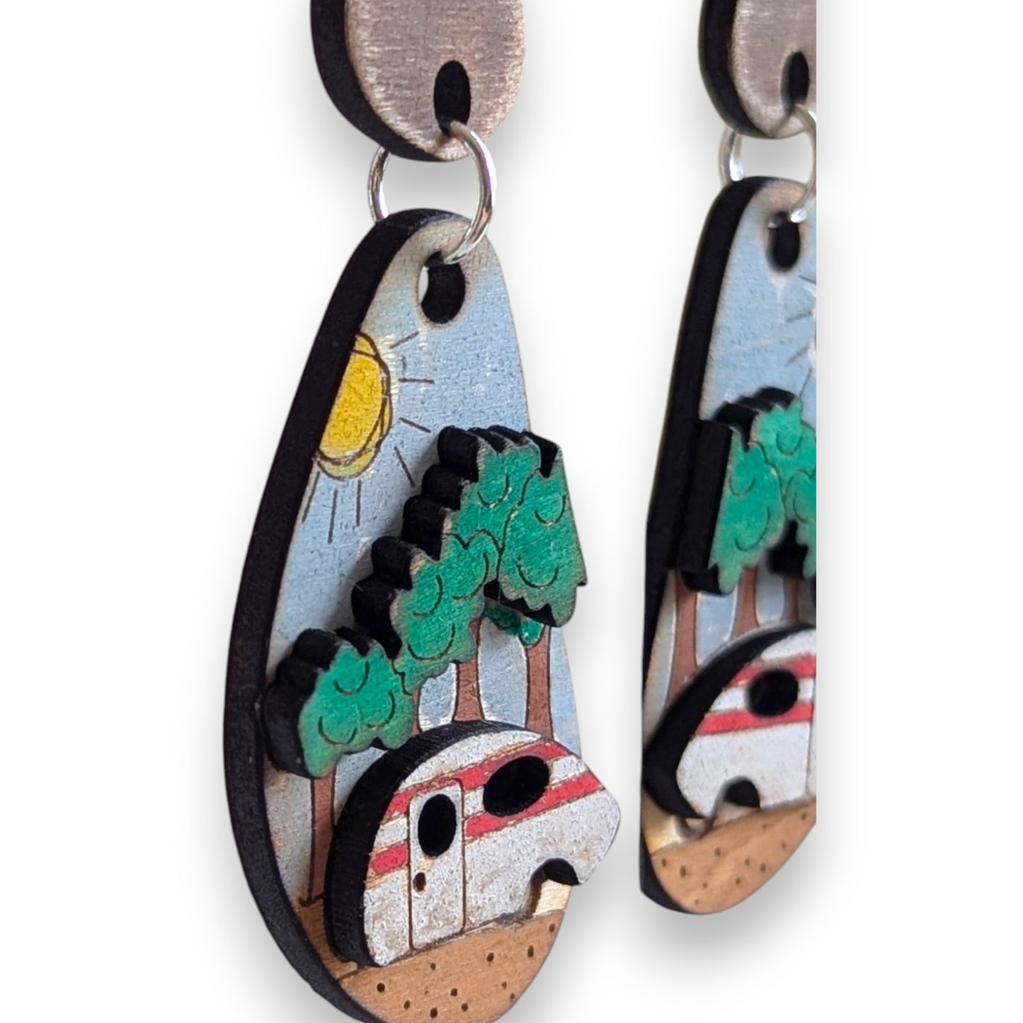 Camper Layered Wood Earrings