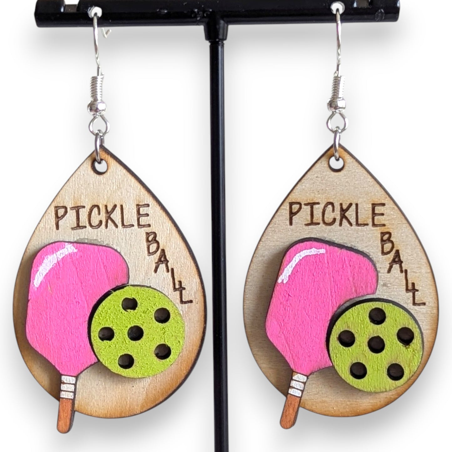 Pickleball Layered Wood Earrings