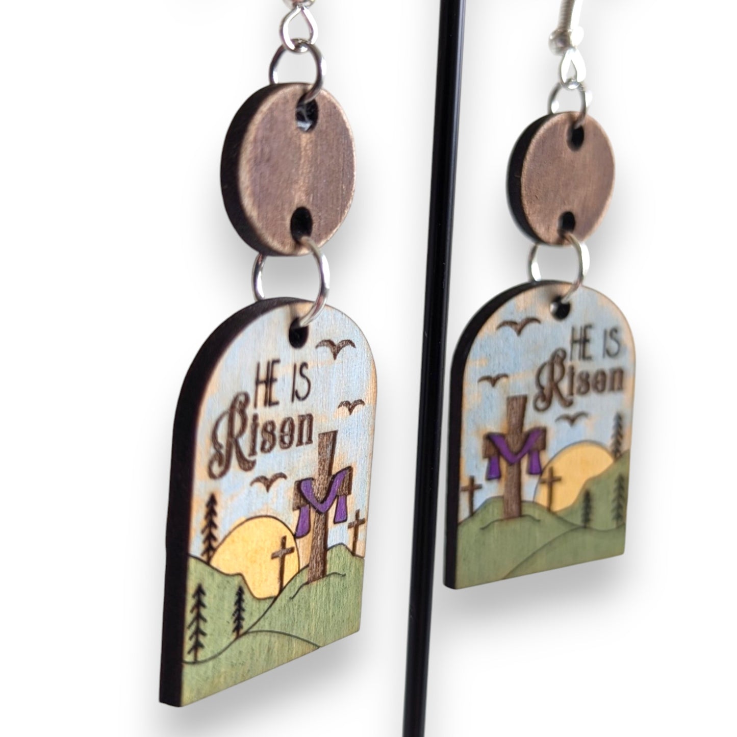 He is Risen Wood Earrings