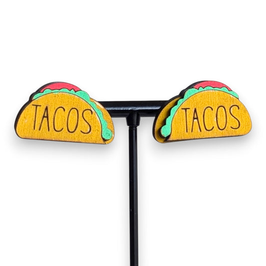 Taco Layered Wood Stud Earrings