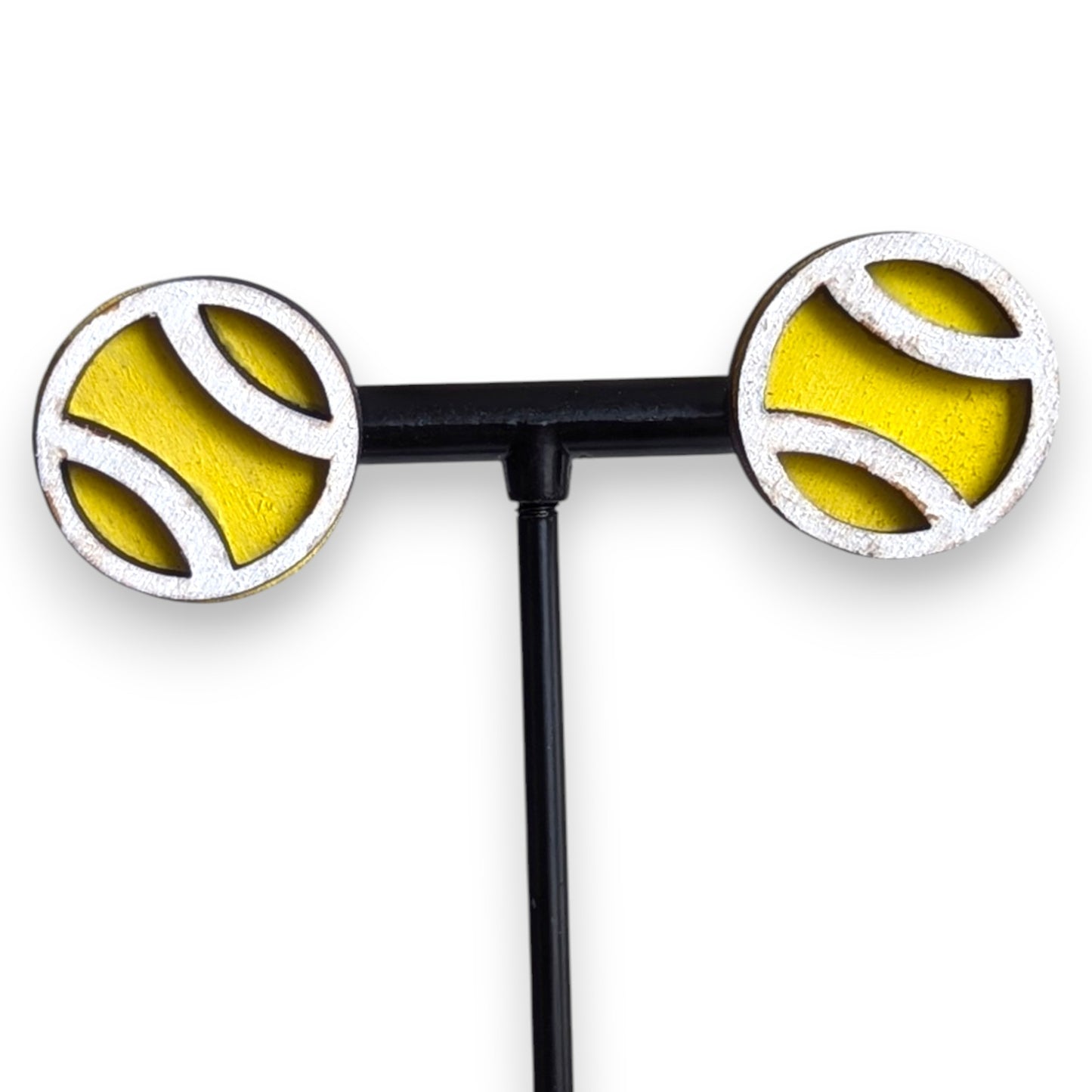 Tennis Layered Wood Stud Earrings