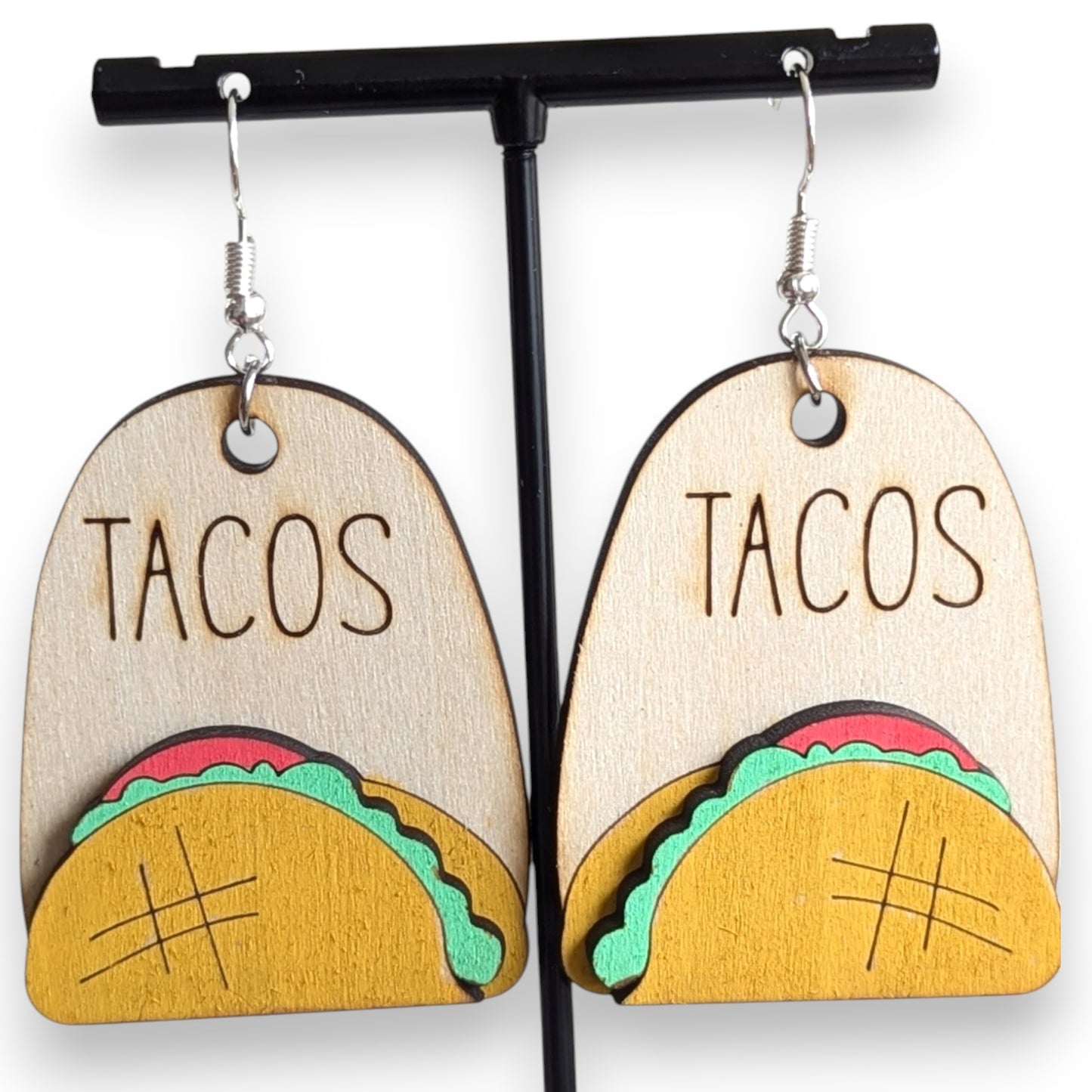 Taco Layered Wood Earrings
