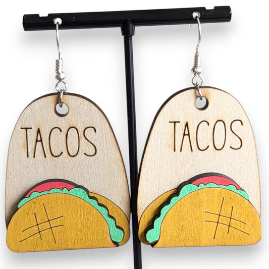 Taco Layered Wood Earrings