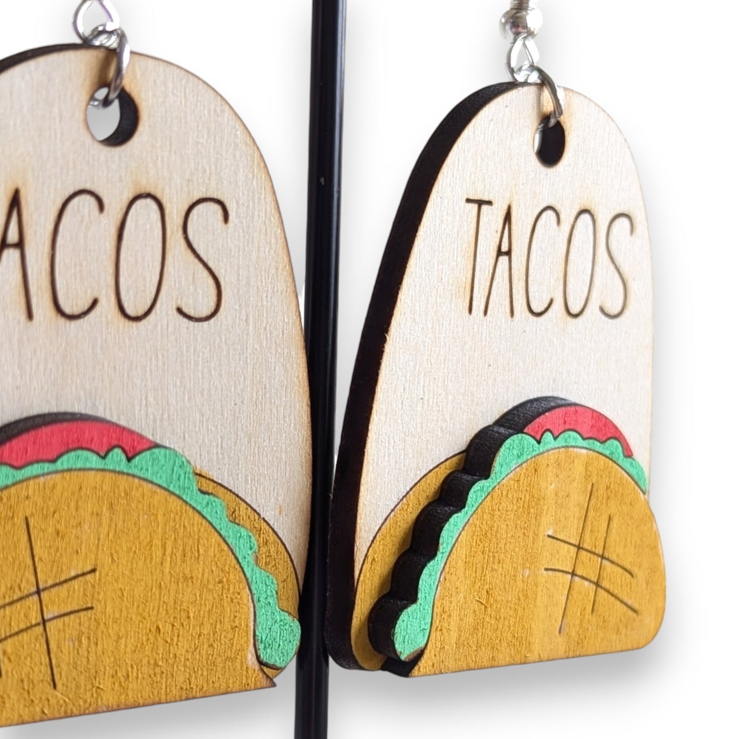 Taco Layered Wood Earrings