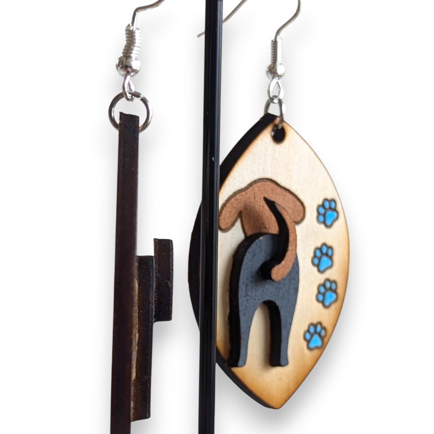 Dog Layered Wood Earrings