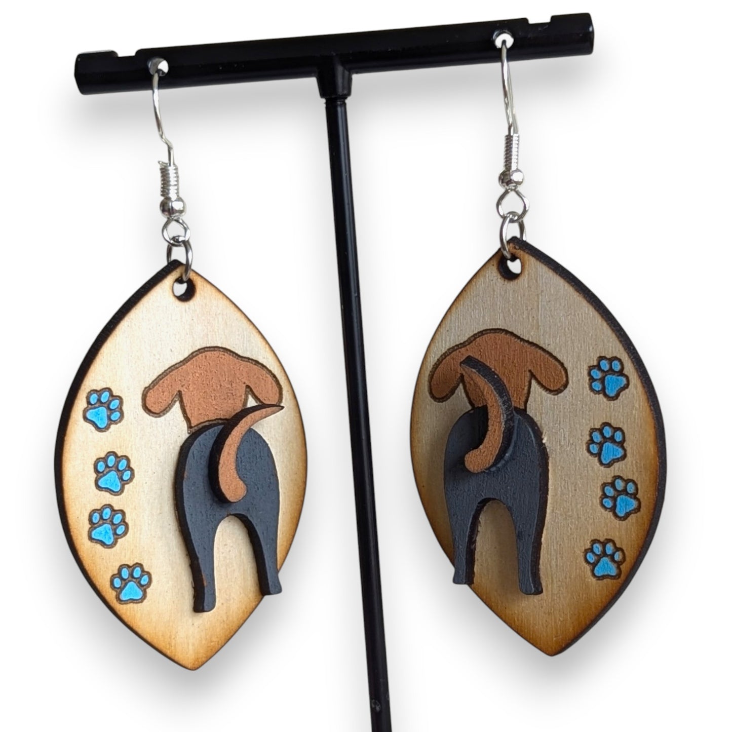 Dog Layered Wood Earrings