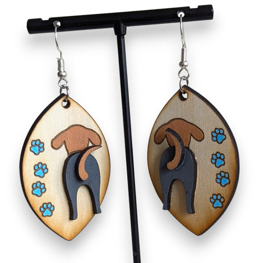Dog Layered Wood Earrings