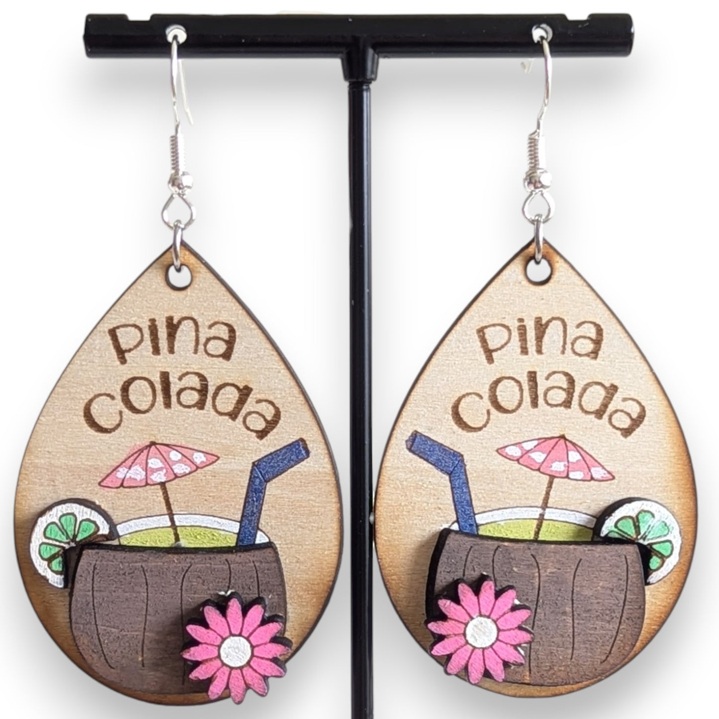 Pina Colada Layered Wood Earrings