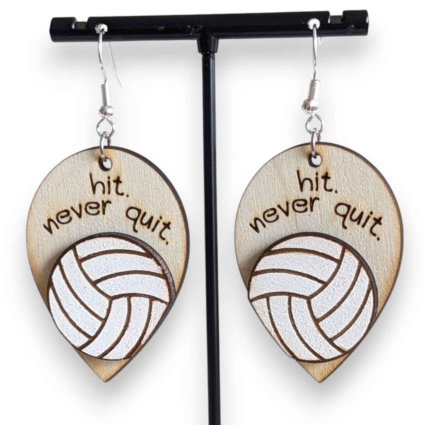 Volleyball Layered Wood Earrings