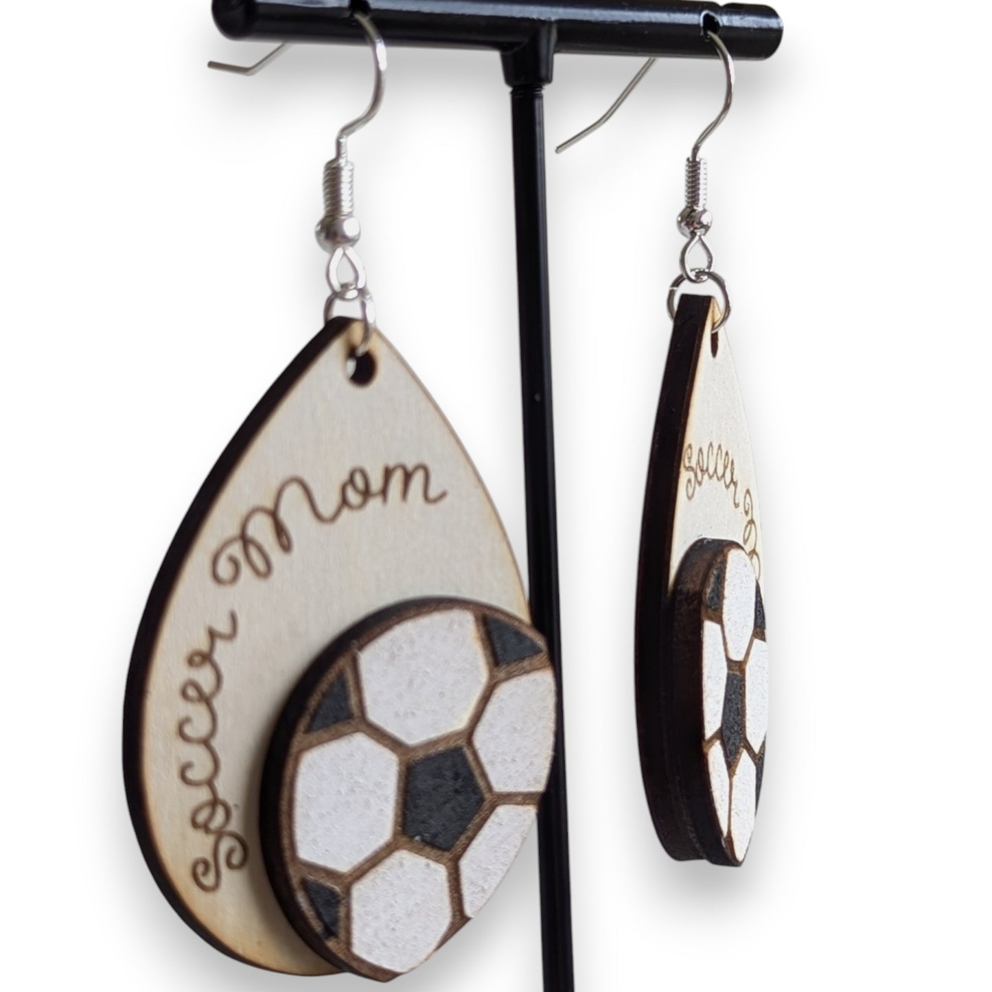 Soccer Mom Layered Wood Earrings