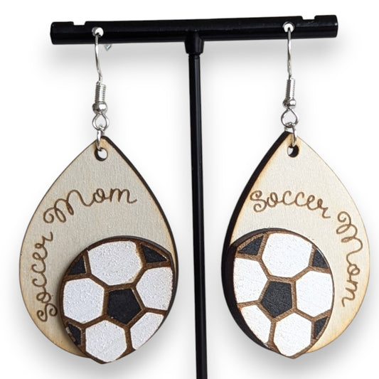 Soccer Mom Layered Wood Earrings
