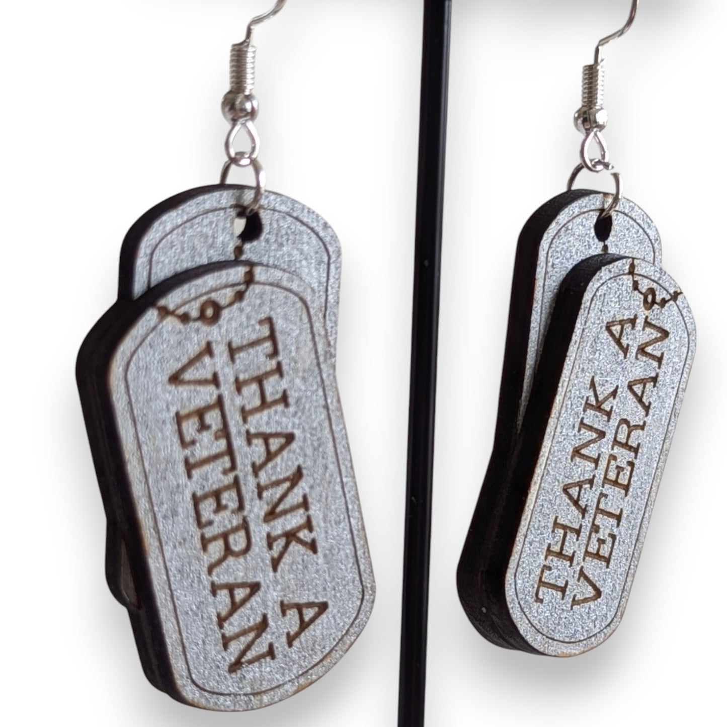Thank a Veteran Layered Wood Earrings