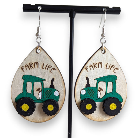 Farm Life Layered Wood Earrings