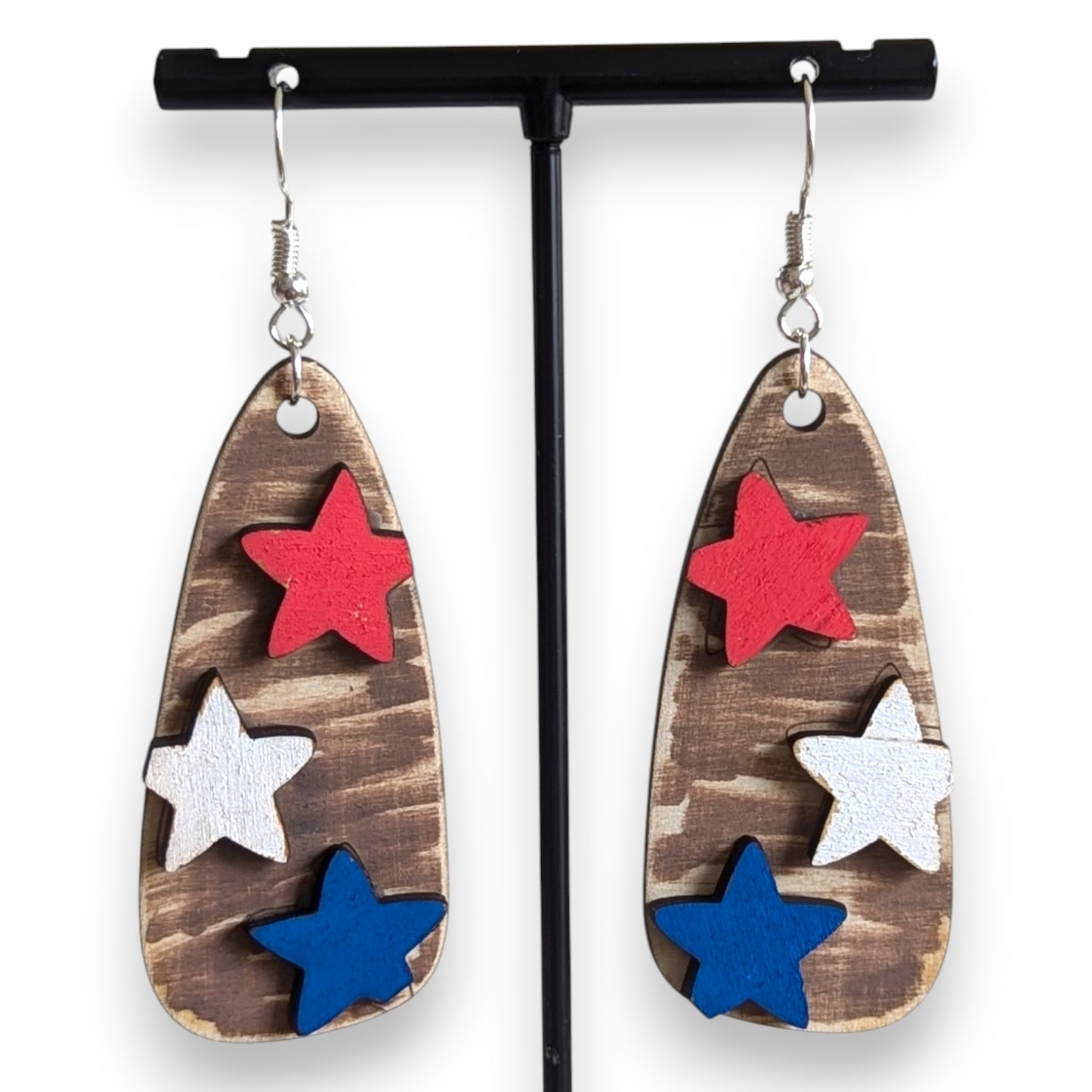 American Stars Layered Wood Earrings