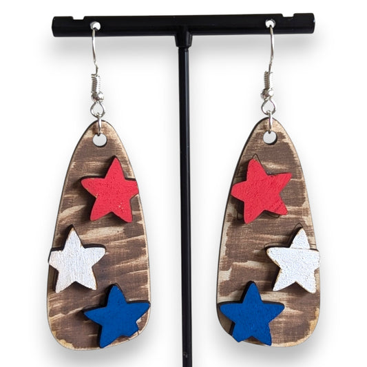 American Stars Layered Wood Earrings