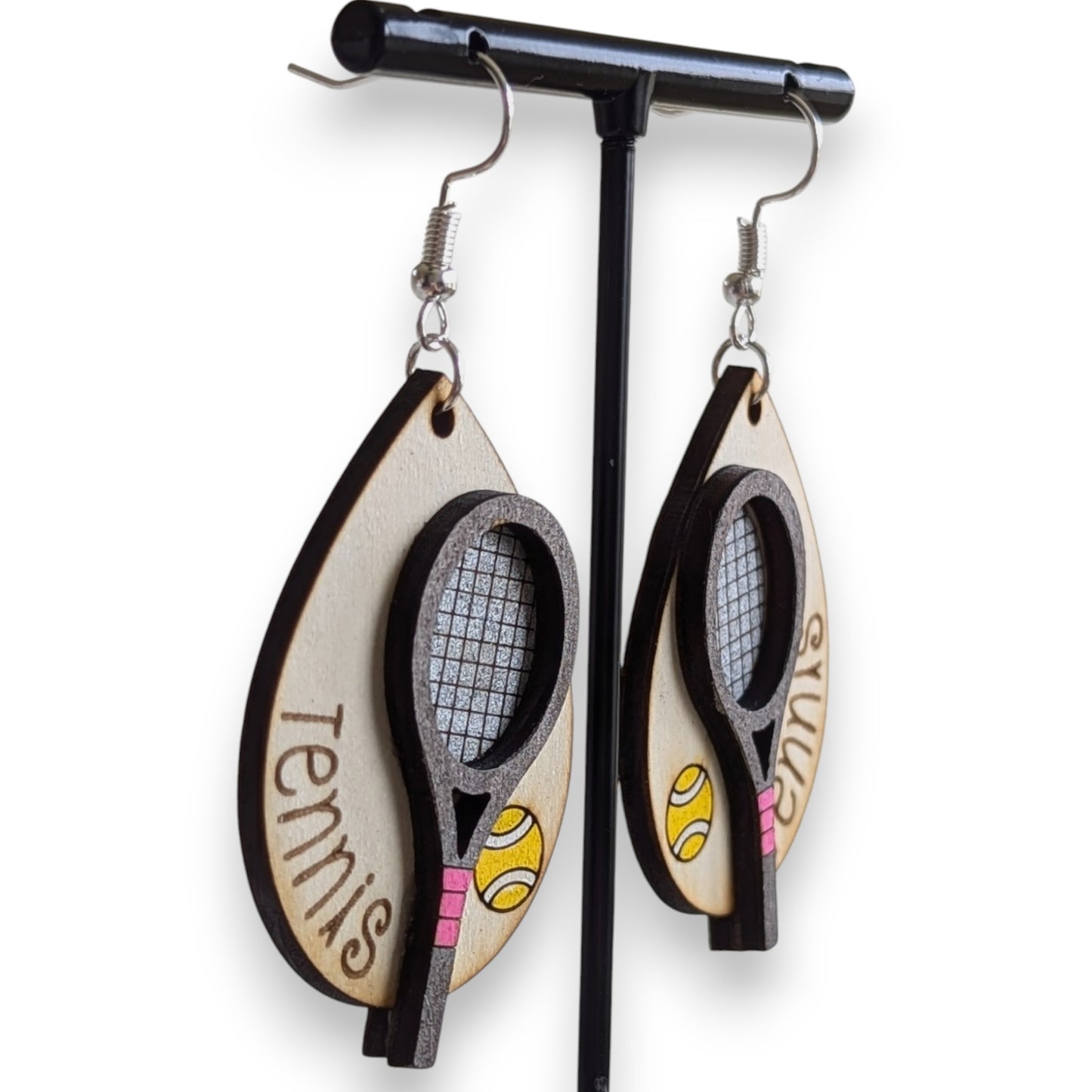 Tennis Layered Wood Earrings