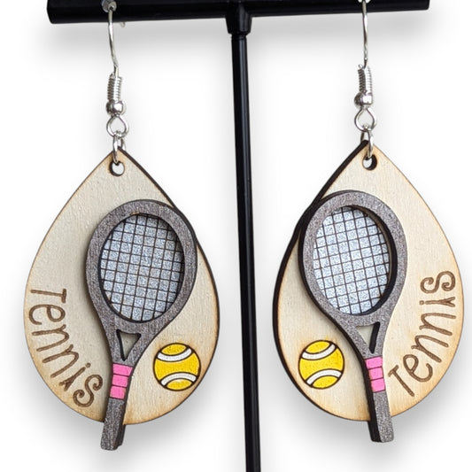 Tennis Layered Wood Earrings